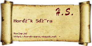 Horák Sára névjegykártya