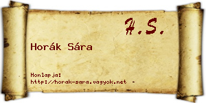Horák Sára névjegykártya